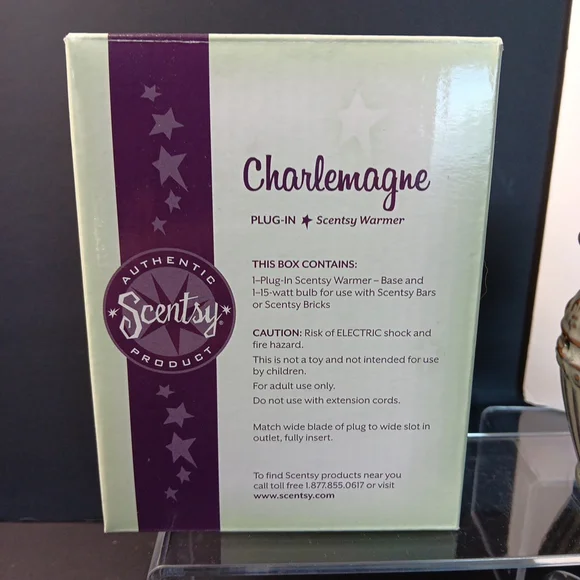 SCENTSY Warmer CHARLEMAGNE Plug-In Warmer Retired Blue/Brown Artisan/Used BOX CN - Picture 14 of 16